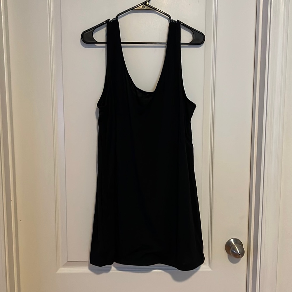 Black coverup with open back fringe